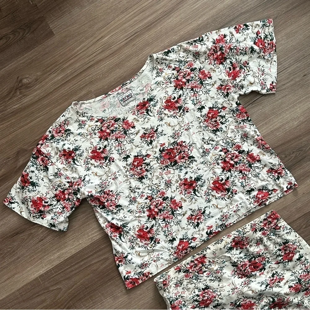 NAF NAF COLLECTION Vintage White Red Floral Skirt Crop Top Set Women Size Medium - Picture 3 of 9
